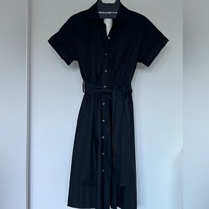 Banana Republic Black Midi Shirt Dress with Waist Tie